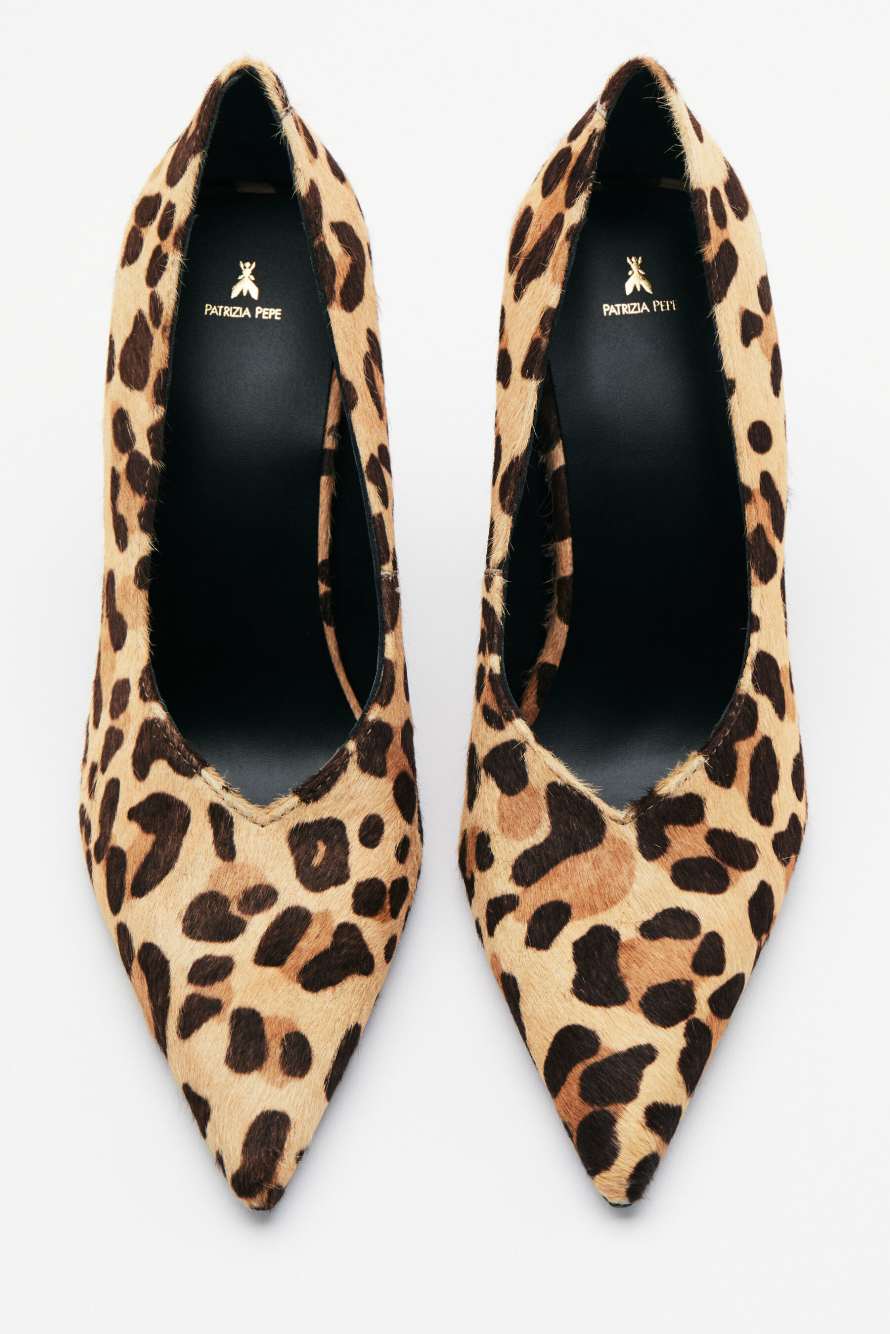 Кожаные туфли на каблуке с леопардовым принтом, Абстрактная фантазия, Patrizia Pepe