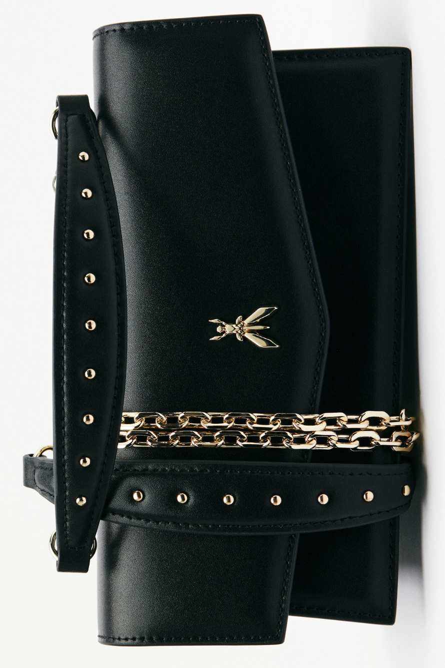 Кожаная сумка на ремне Fly Bamby, Черный, Patrizia Pepe