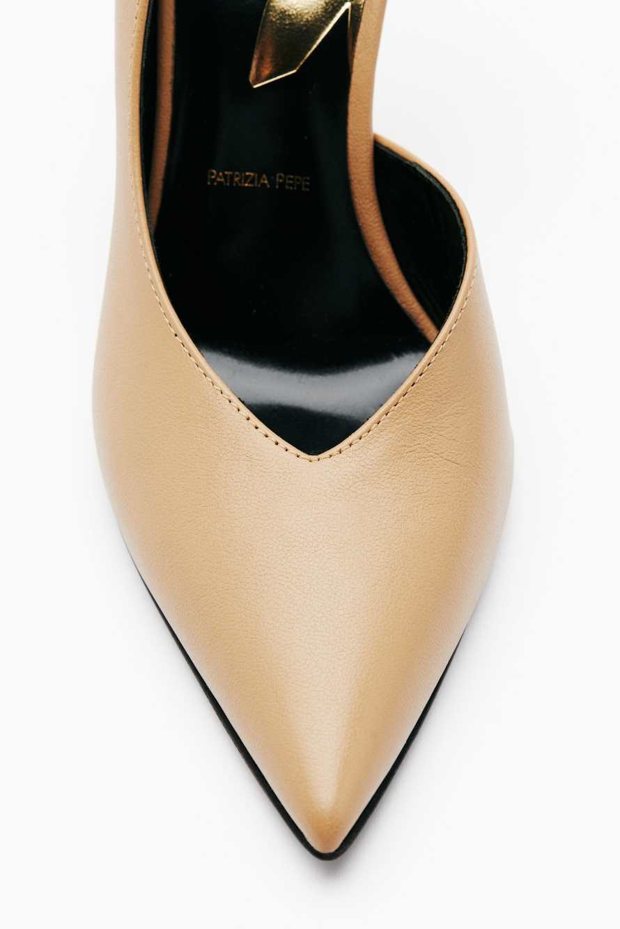 Лодочки из гладкой кожи, Бежевый, Patrizia Pepe