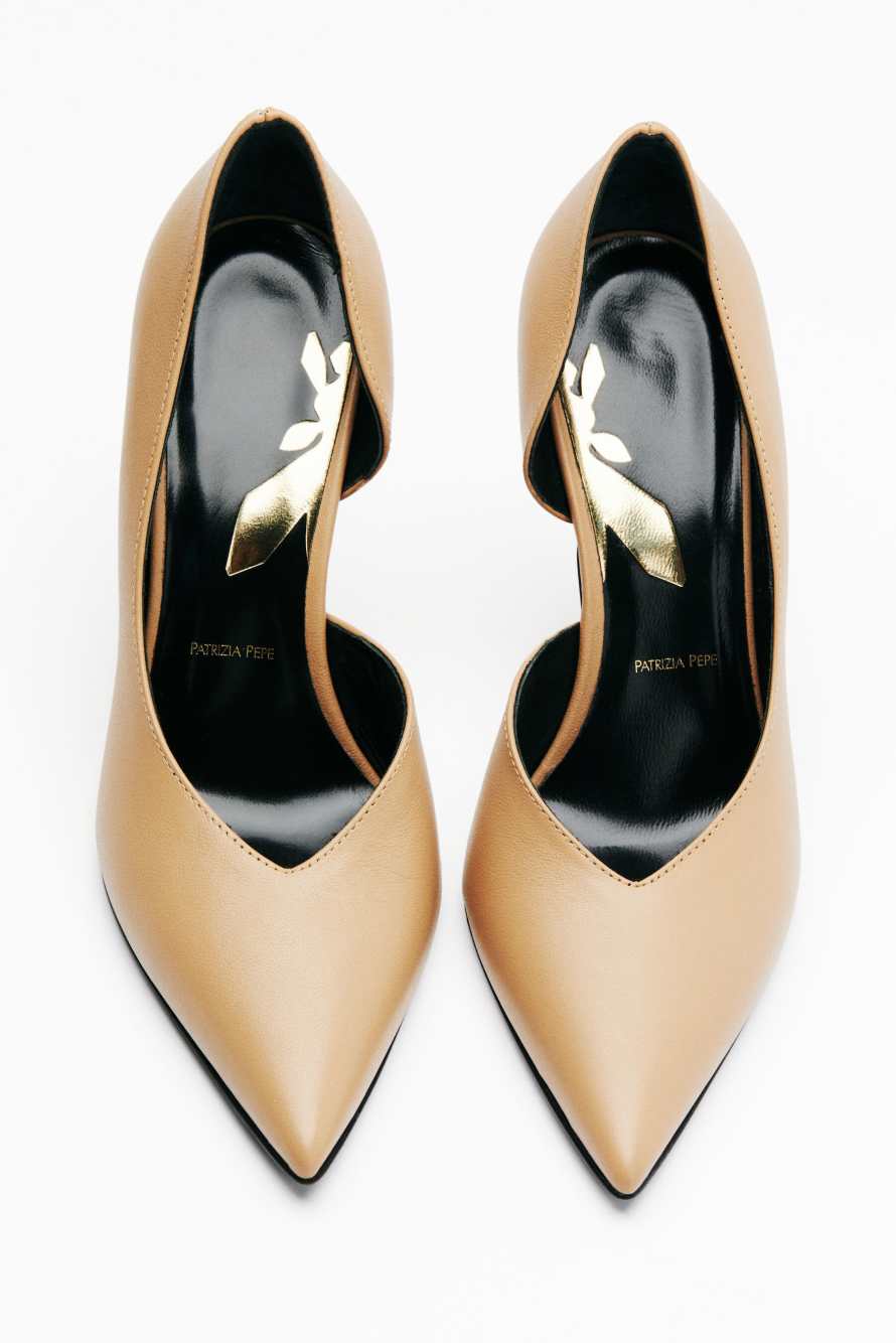 Лодочки из гладкой кожи, Бежевый, Patrizia Pepe