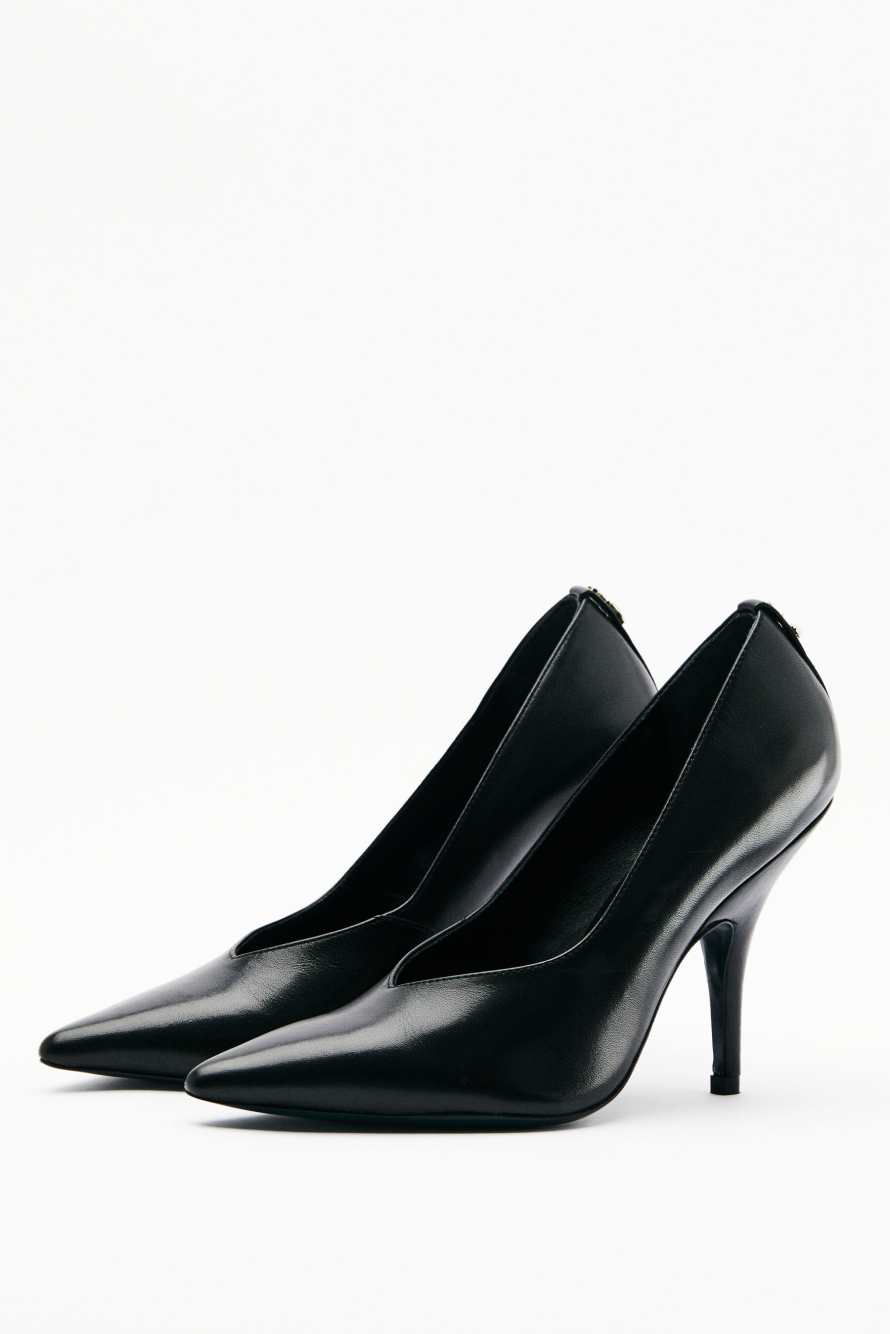 Кожаные туфли-лодочки с кожаной подошвой, Черный, Patrizia Pepe