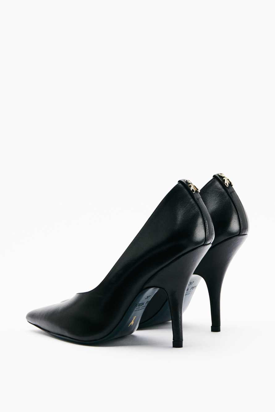 Кожаные туфли-лодочки с кожаной подошвой, Черный, Patrizia Pepe