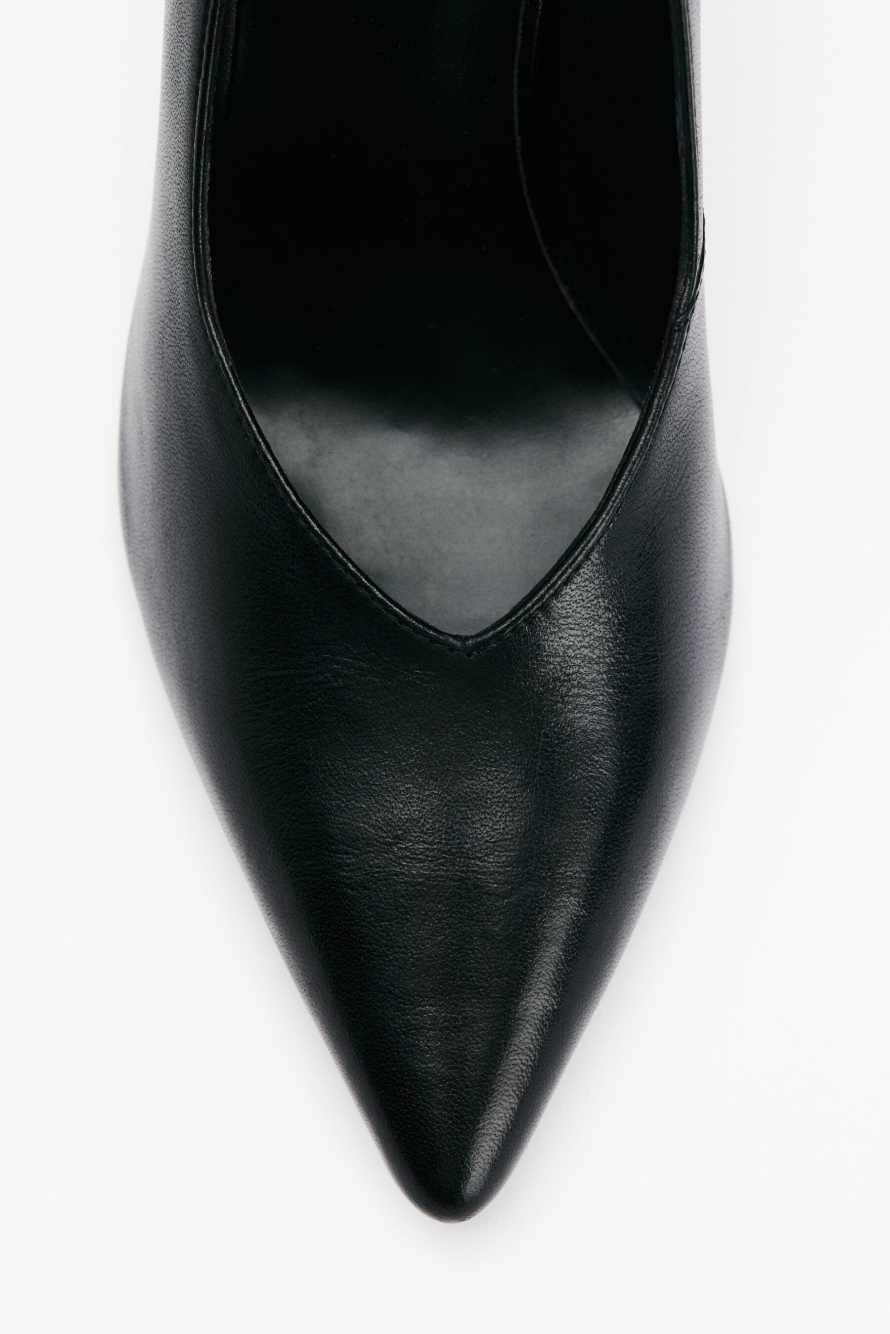 Кожаные туфли-лодочки с кожаной подошвой, Черный, Patrizia Pepe