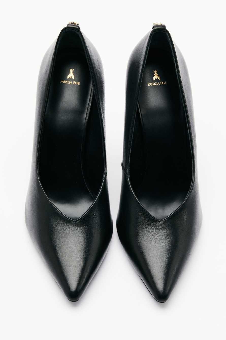 Кожаные туфли-лодочки с кожаной подошвой, Черный, Patrizia Pepe