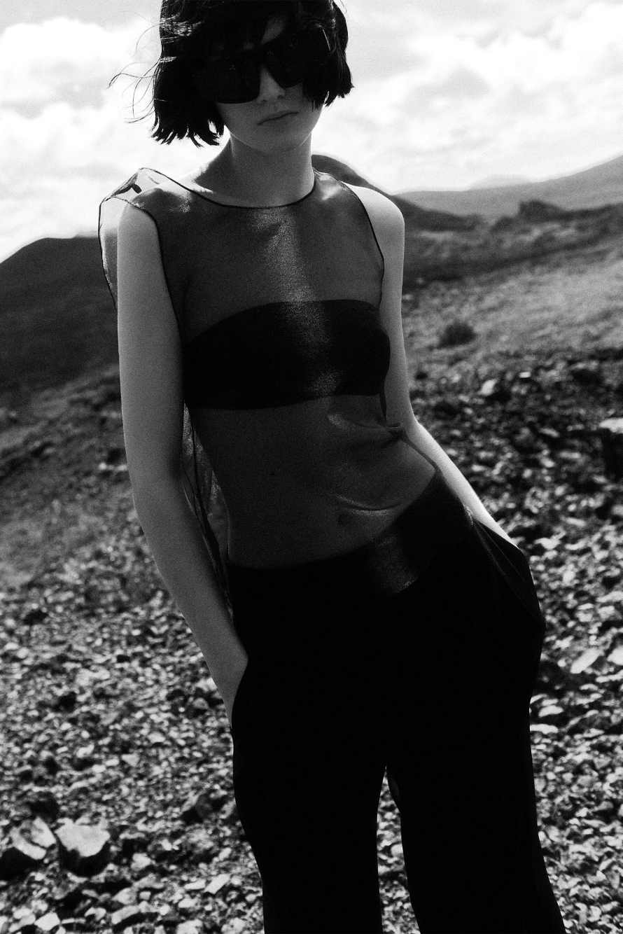 Transparent top with metallic effect, Black, Patrizia Pepe