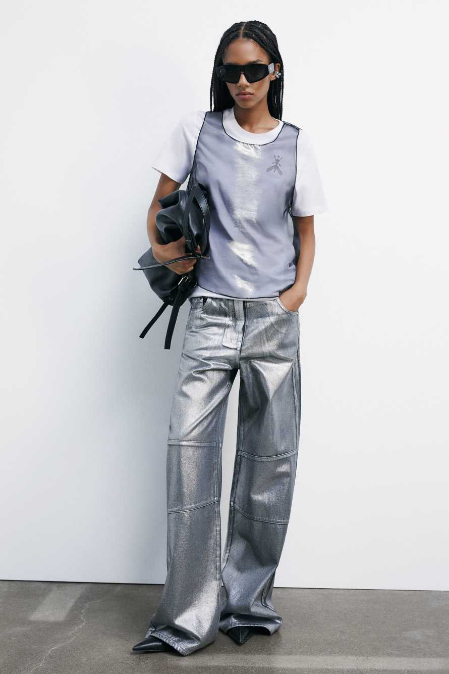 Transparent top with metallic effect, Black, Patrizia Pepe