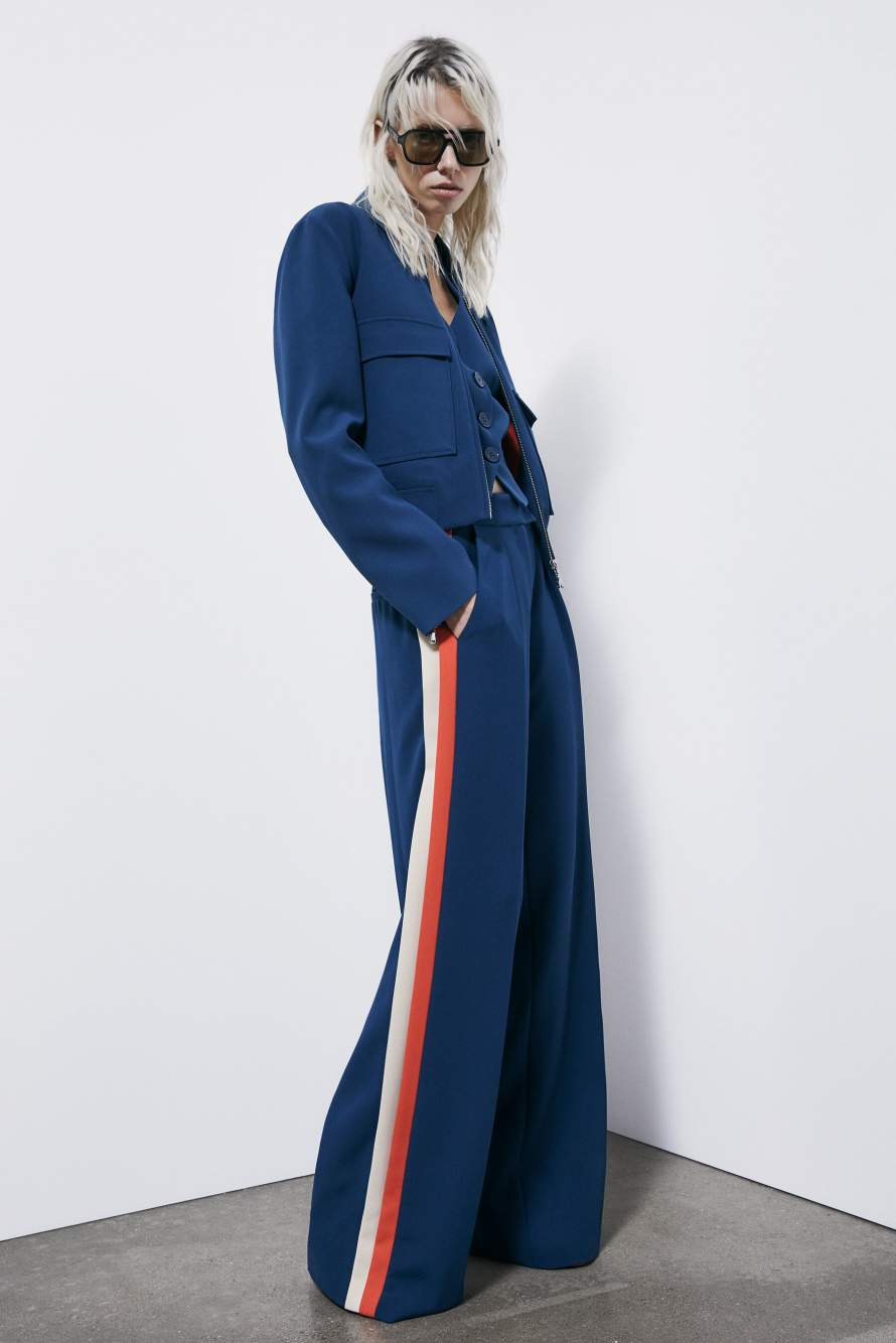 Tailoring Weste aus Twill, Blau/Orange, Patrizia Pepe