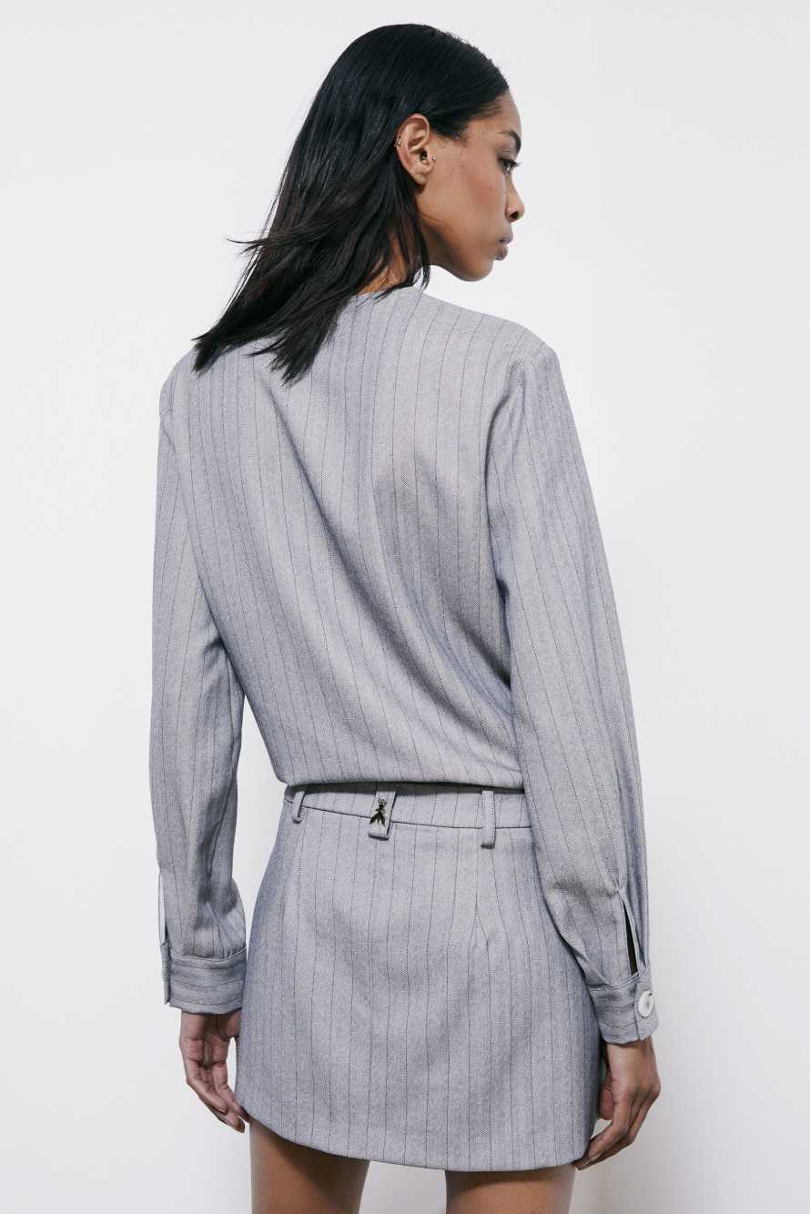 Pinstripe tunic with buttons, Grey, Patrizia Pepe