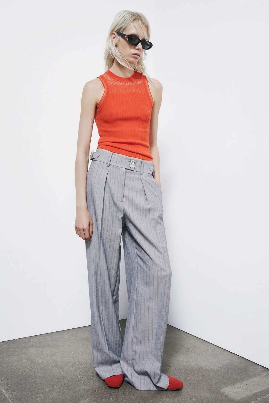 Sheer knit tank top, Orange, Patrizia Pepe