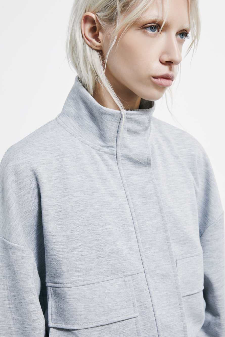 Zippered jacket sweatshirt, Grey, Patrizia Pepe