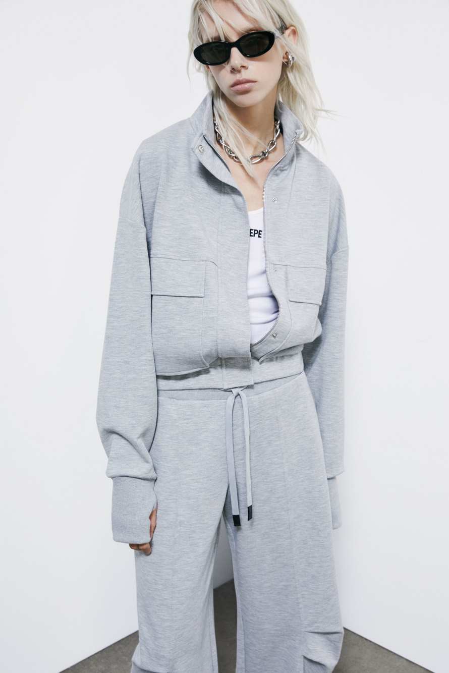 Zippered jacket sweatshirt, Grey, Patrizia Pepe