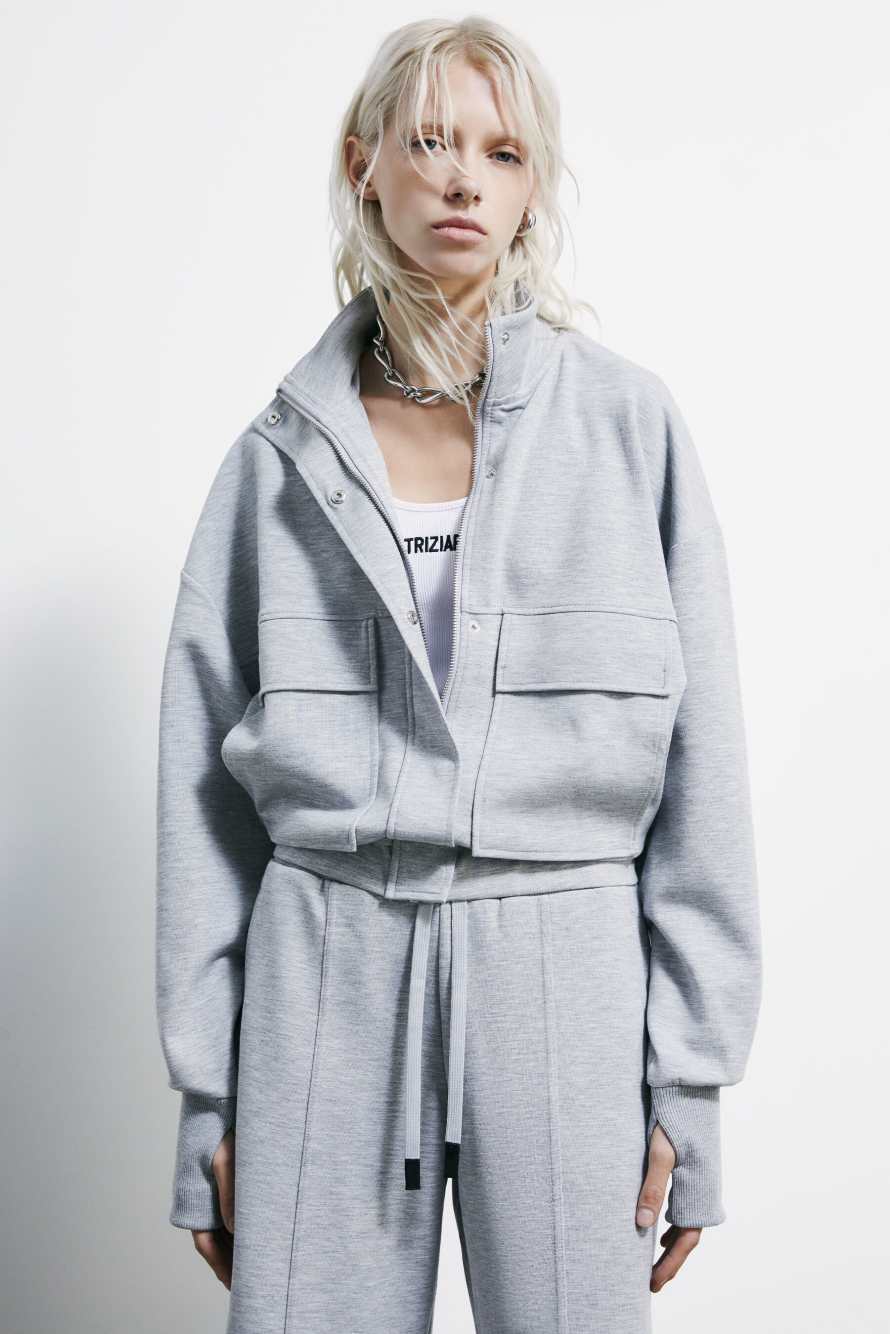 Zippered jacket sweatshirt, Grey, Patrizia Pepe