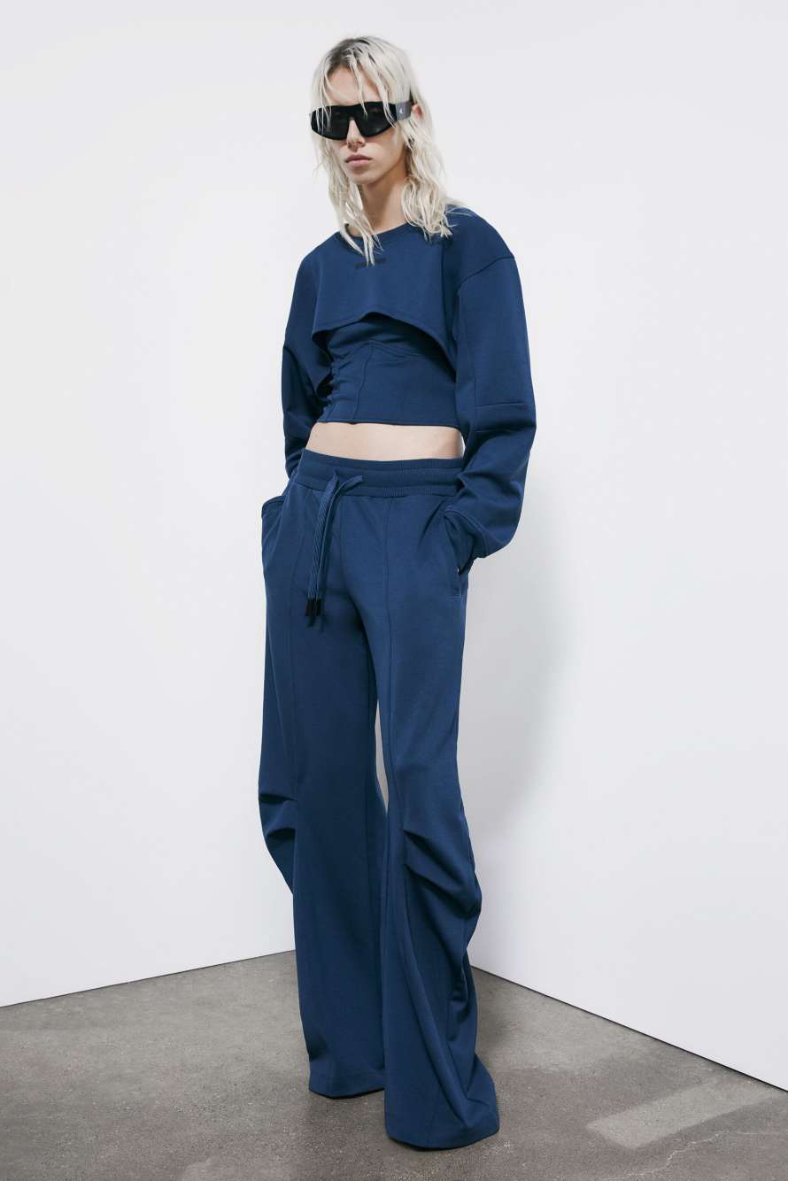 Cotton fleece oversized pants, Blue, Patrizia Pepe