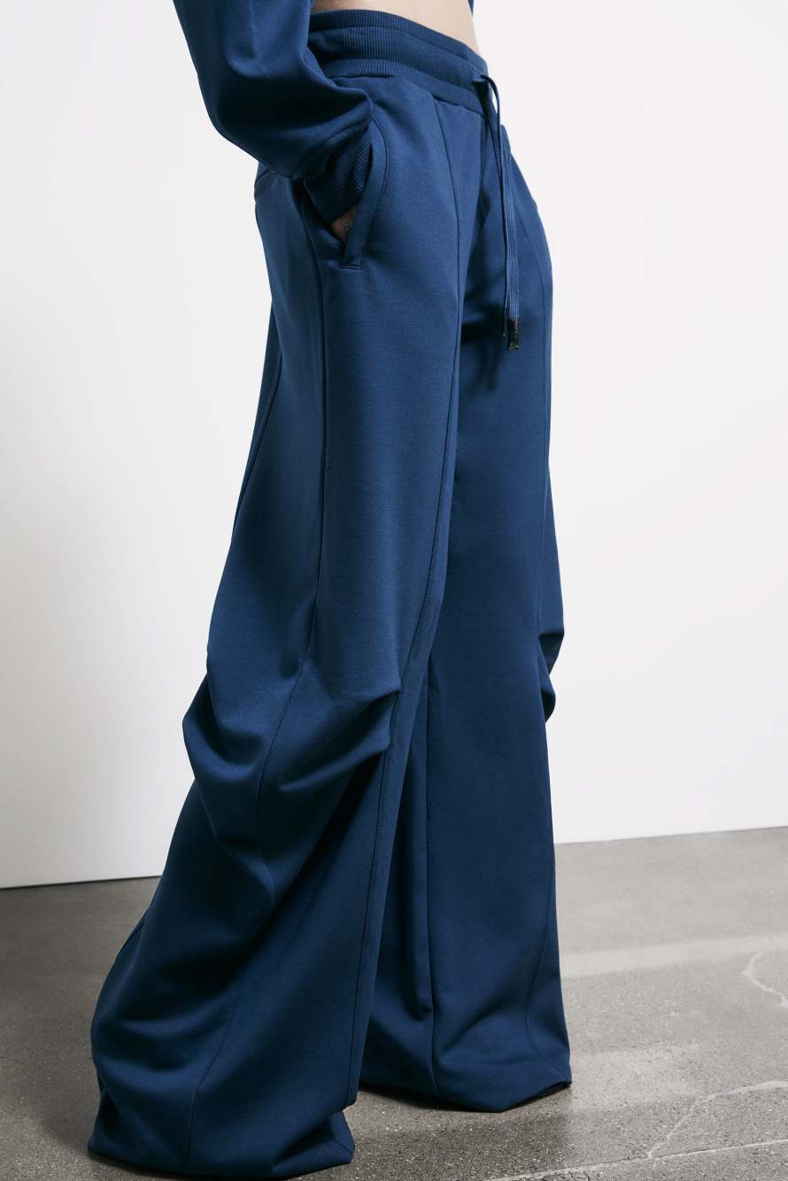 Cotton fleece oversized pants, Blue, Patrizia Pepe