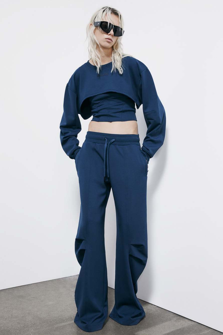 Cotton fleece oversized pants, Blue, Patrizia Pepe