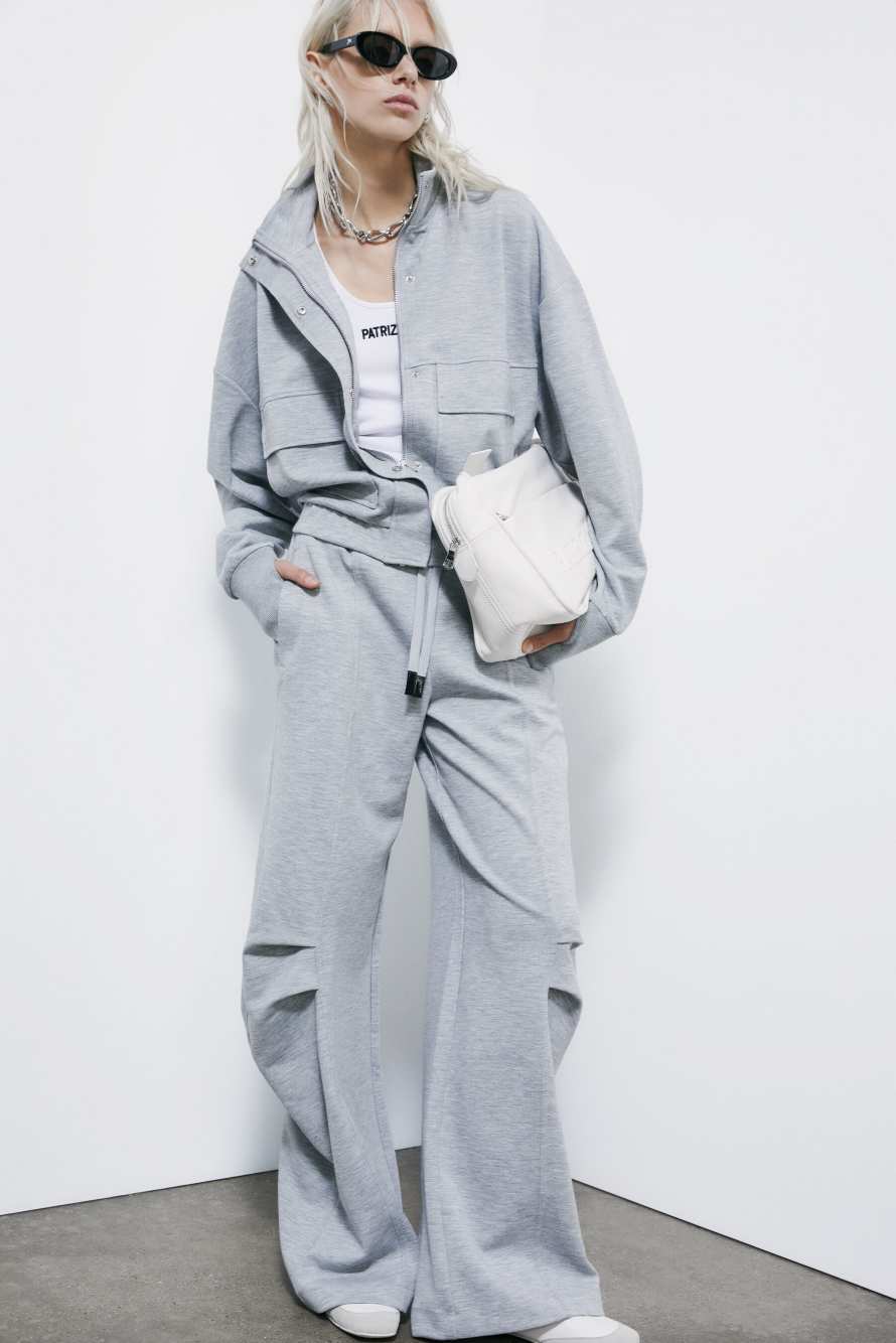 Oversized pants in soft fleece, Grey, Patrizia Pepe