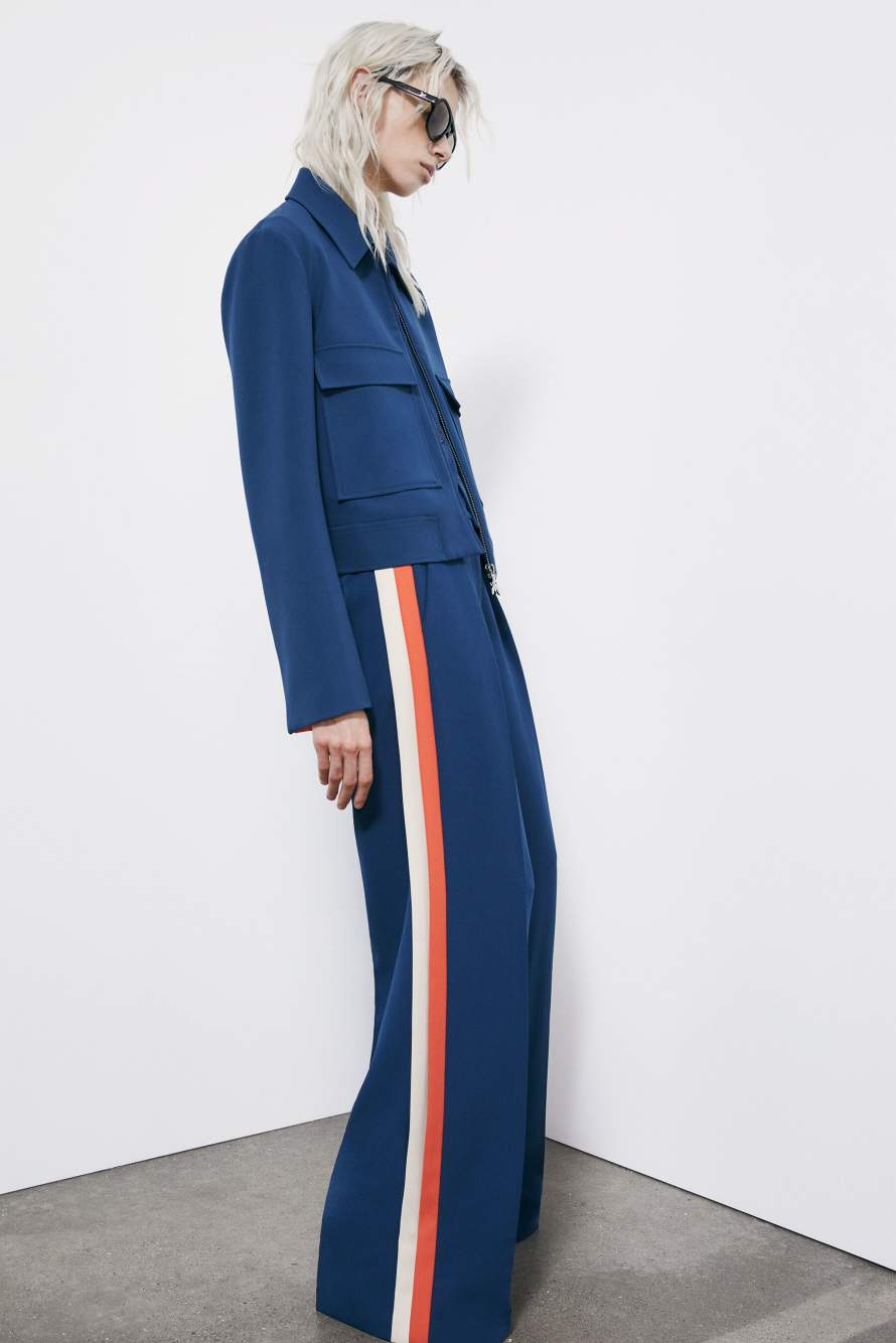 Fluid pants with bands in contrasting color, Blue/Orange/Ivory, Patrizia Pepe