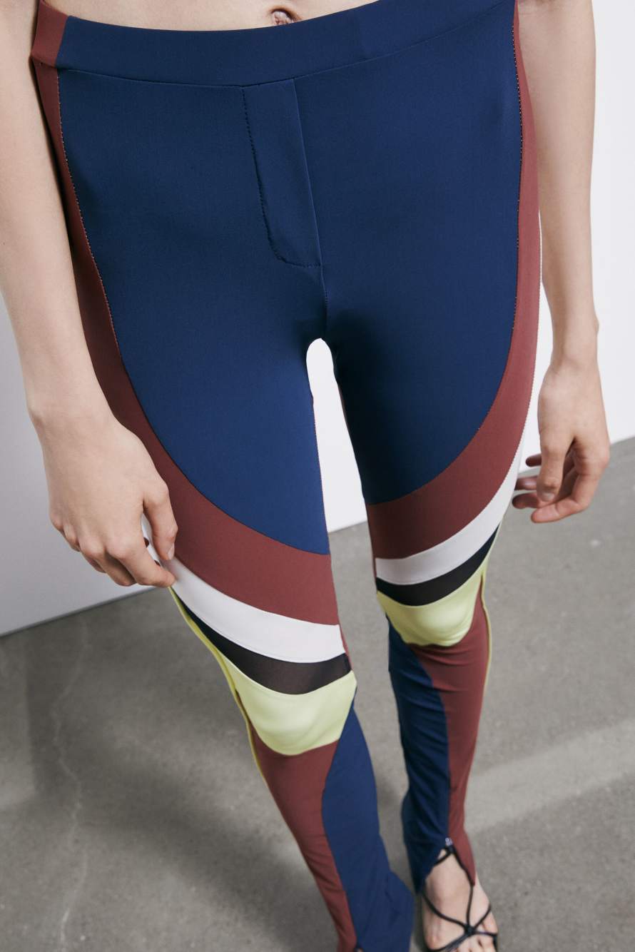 Леггинсы блочной расцветки, Синий/Коричневый/Белый, Patrizia Pepe