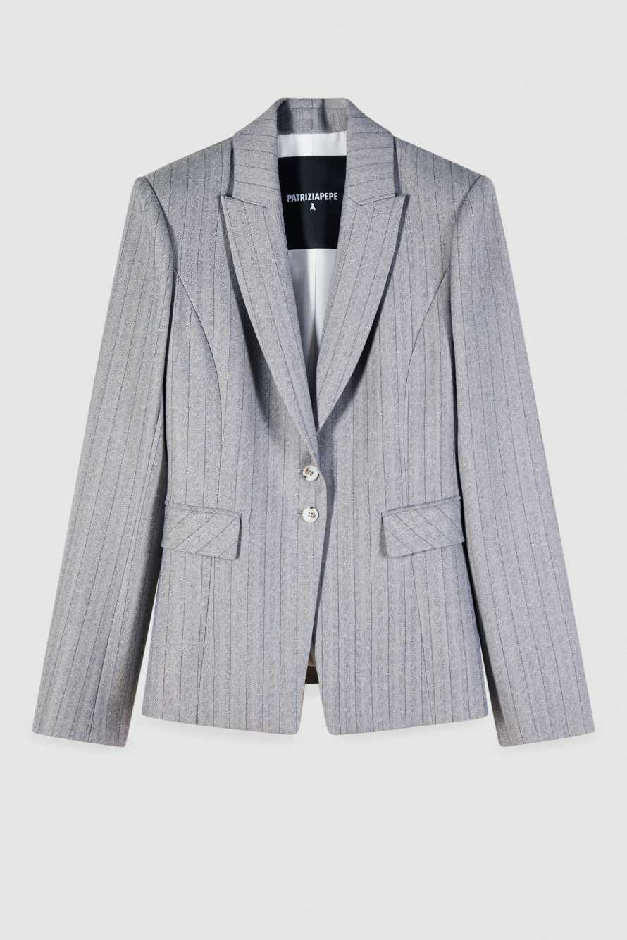 Slim pinstripe blazer, Grey, Patrizia Pepe