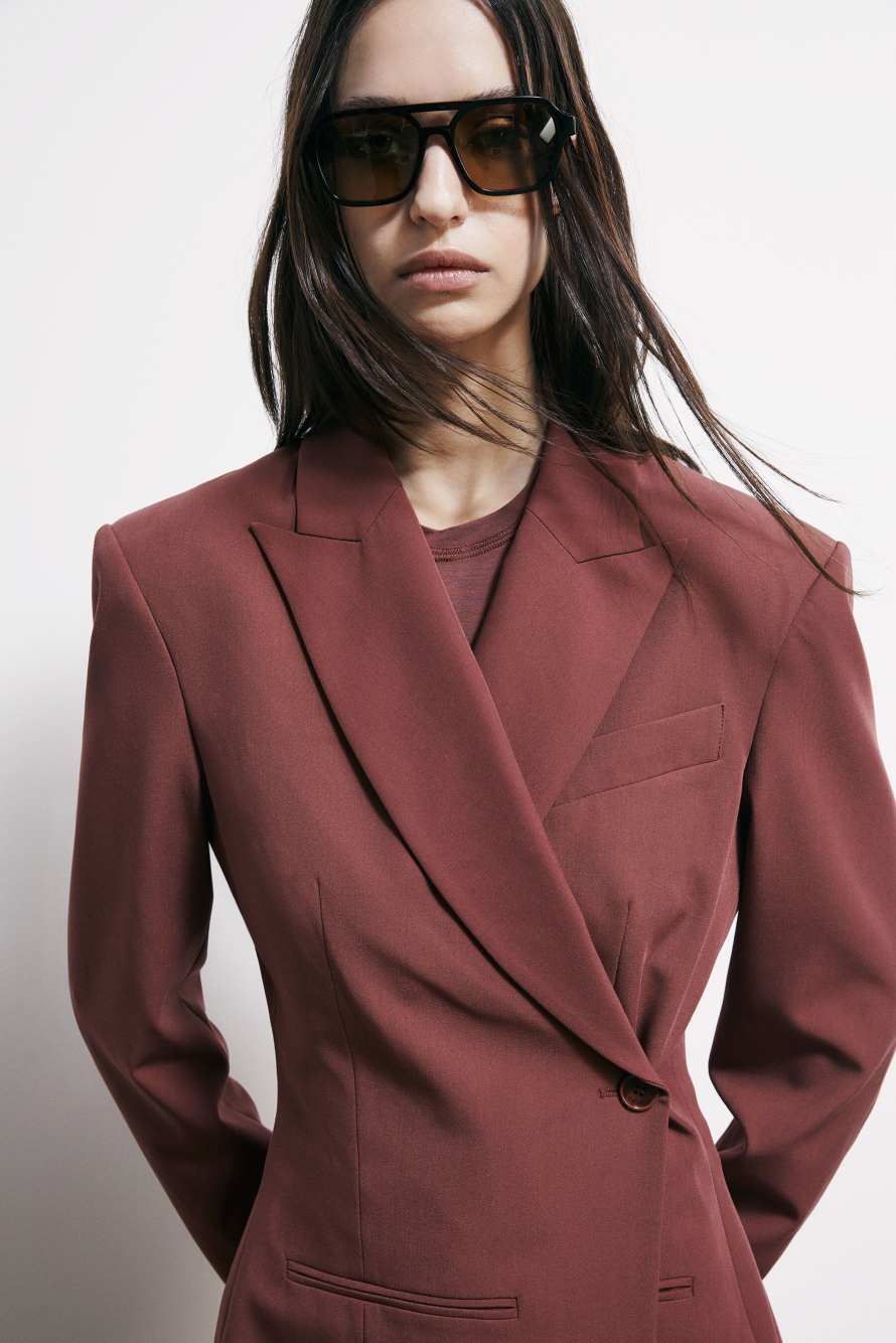 Asymmetrischer Blazer, Braun, Patrizia Pepe