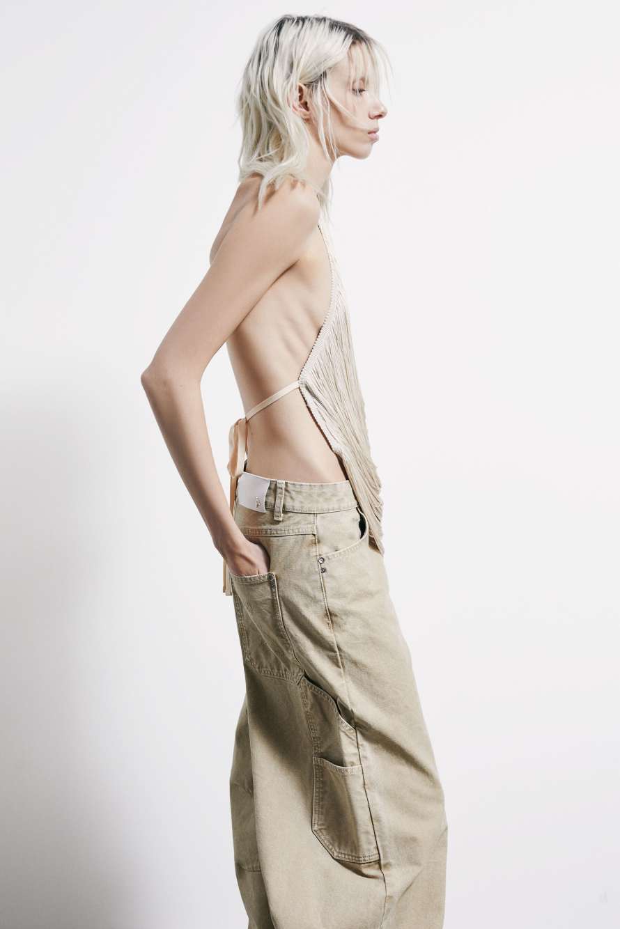 Jeweled top with fringes, White, Patrizia Pepe