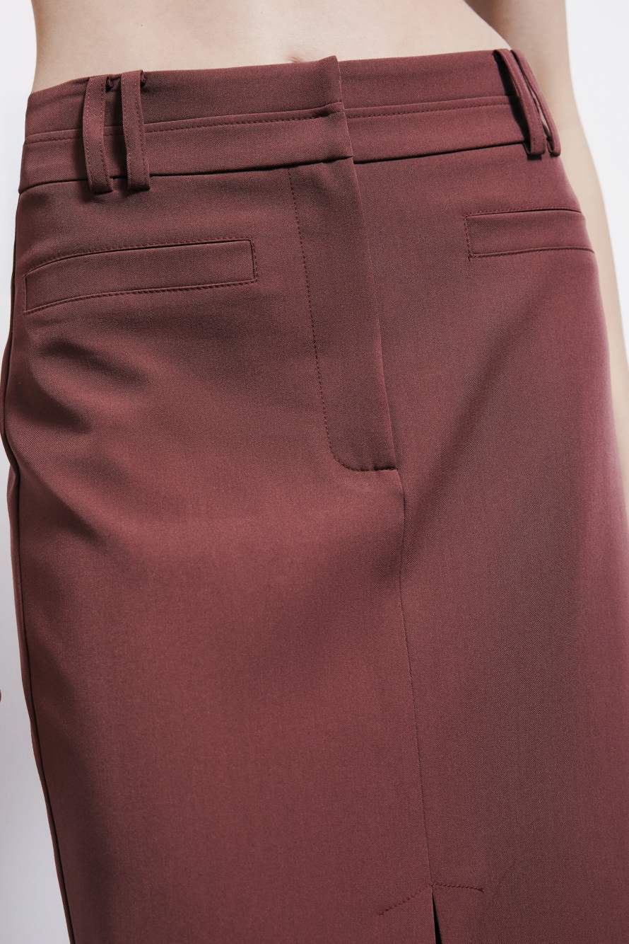 Viscose blend tailored midi skirt, Brown, Patrizia Pepe