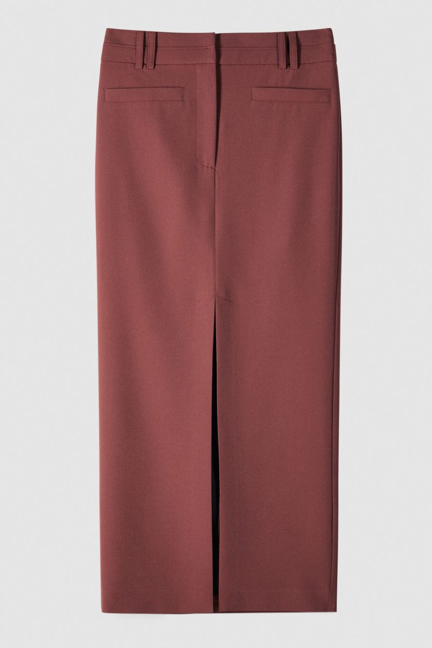Viscose blend tailored midi skirt, Brown, Patrizia Pepe