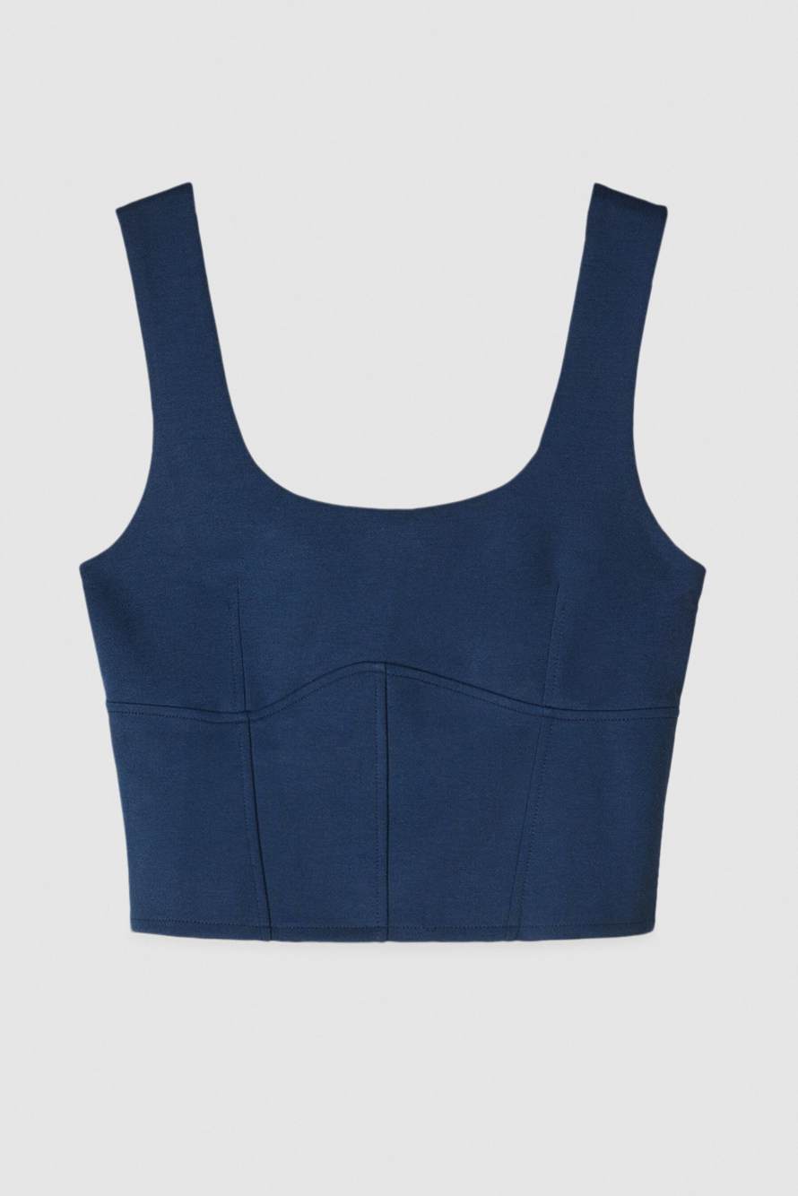 Double layer cropped bustier sweatshirt, Blue, Patrizia Pepe