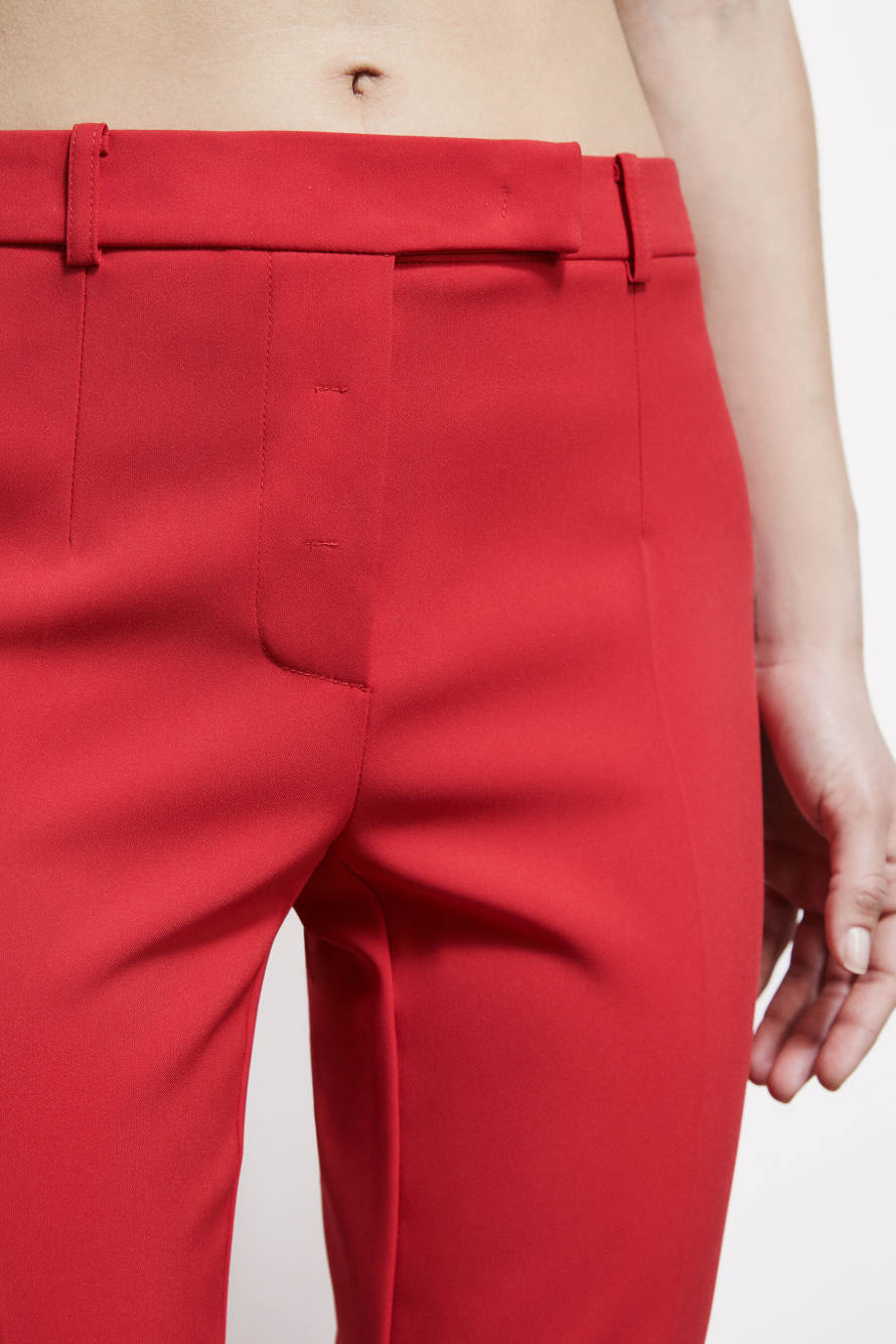 Slim crepe pants, Red, Patrizia Pepe