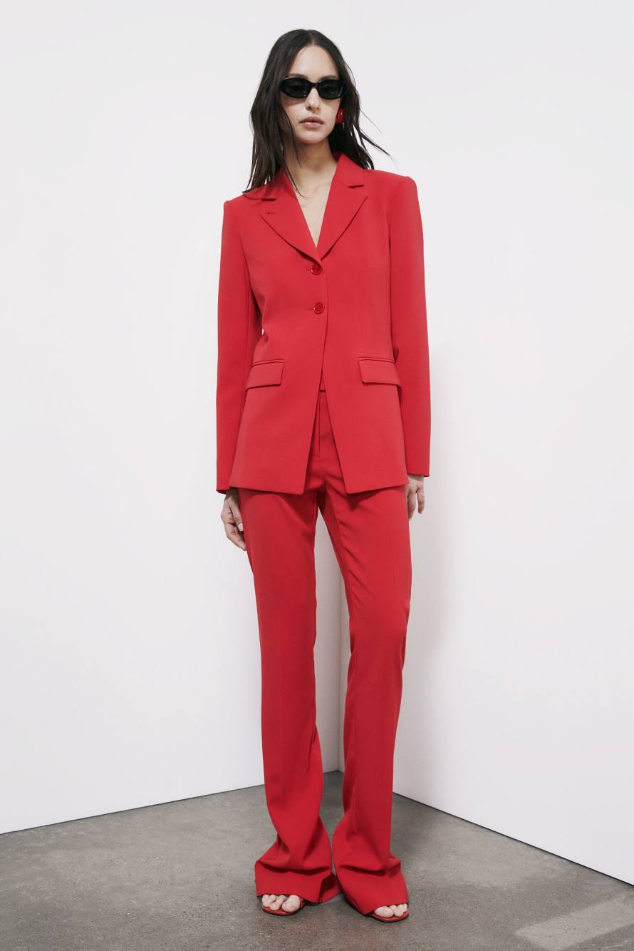 Slim tailored blazer, Red, Patrizia Pepe