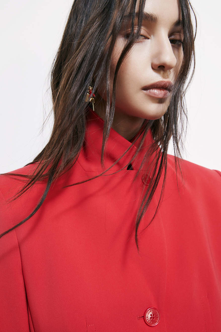 Slim tailored blazer, Red, Patrizia Pepe