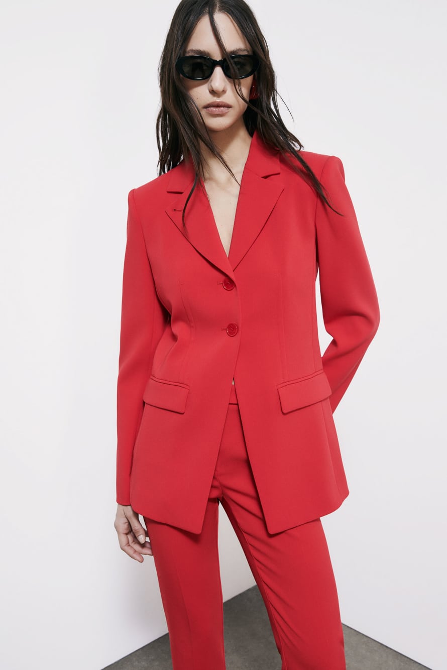 Slim tailored blazer, Red, Patrizia Pepe
