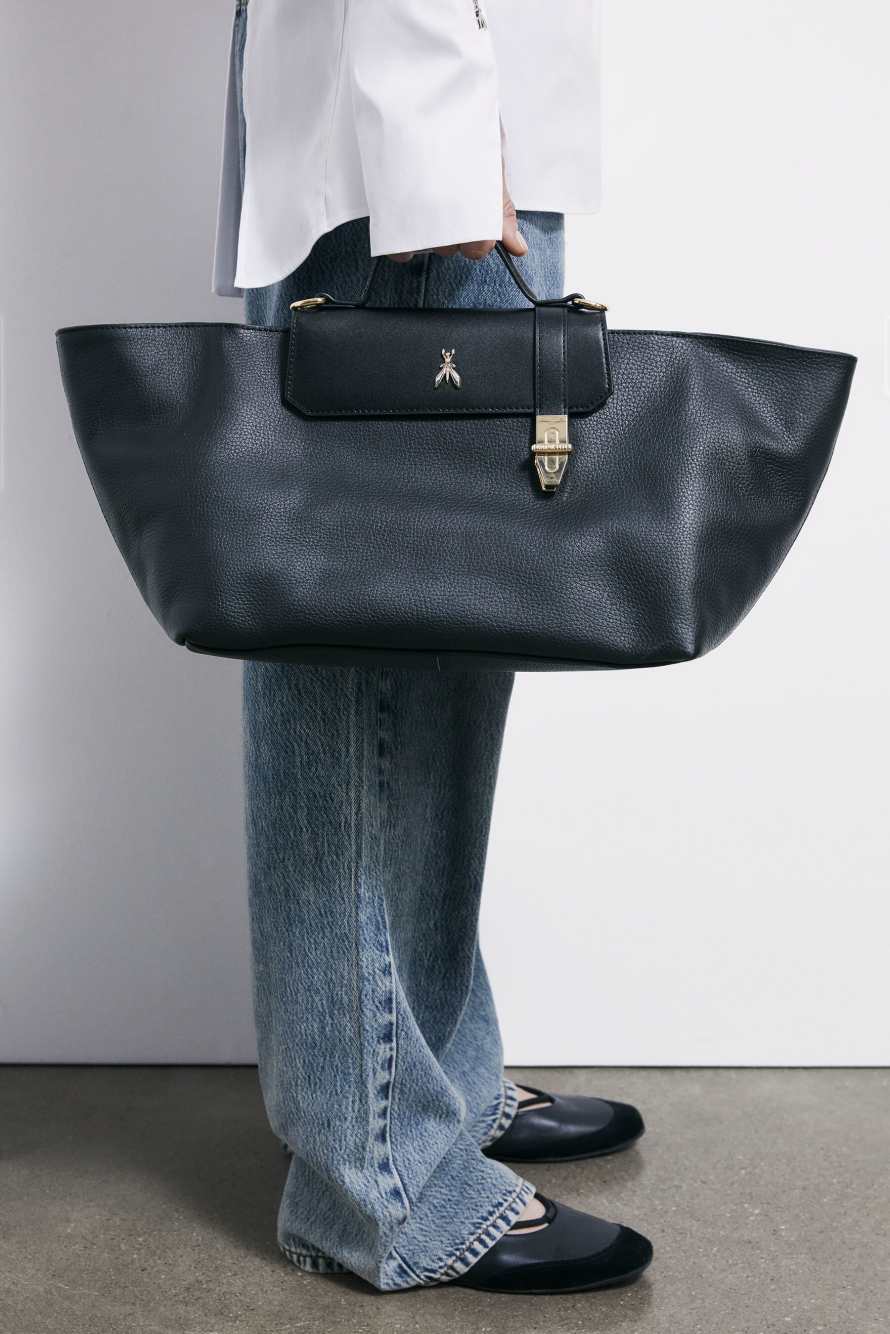 Modern Utility leather bag, Black, Patrizia Pepe