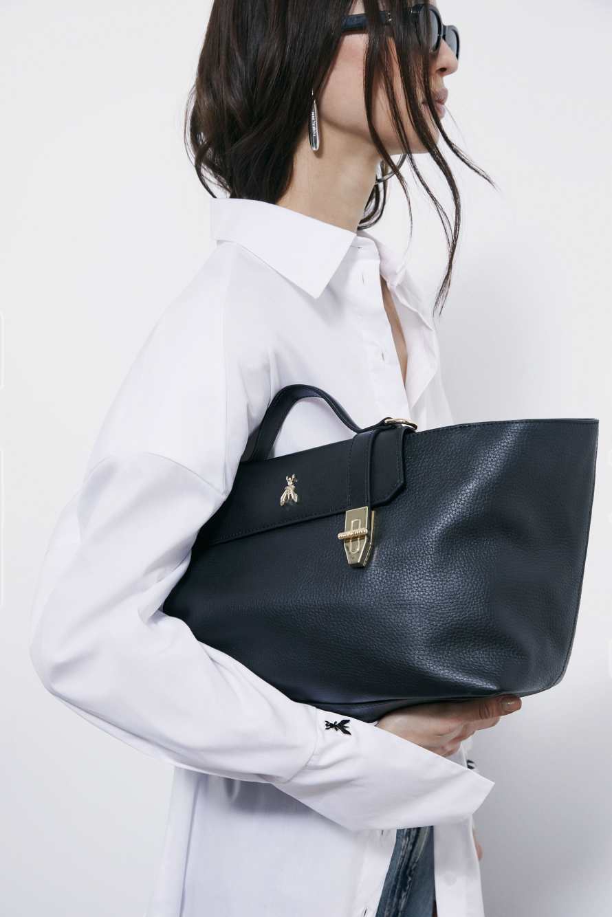 Modern Utility leather bag, Black, Patrizia Pepe