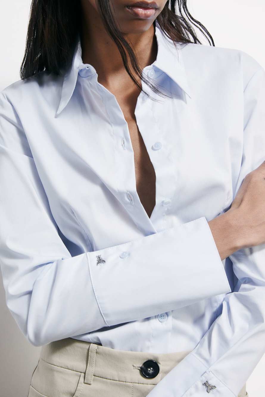Slim fit poplin shirt, Light Blue, Patrizia Pepe