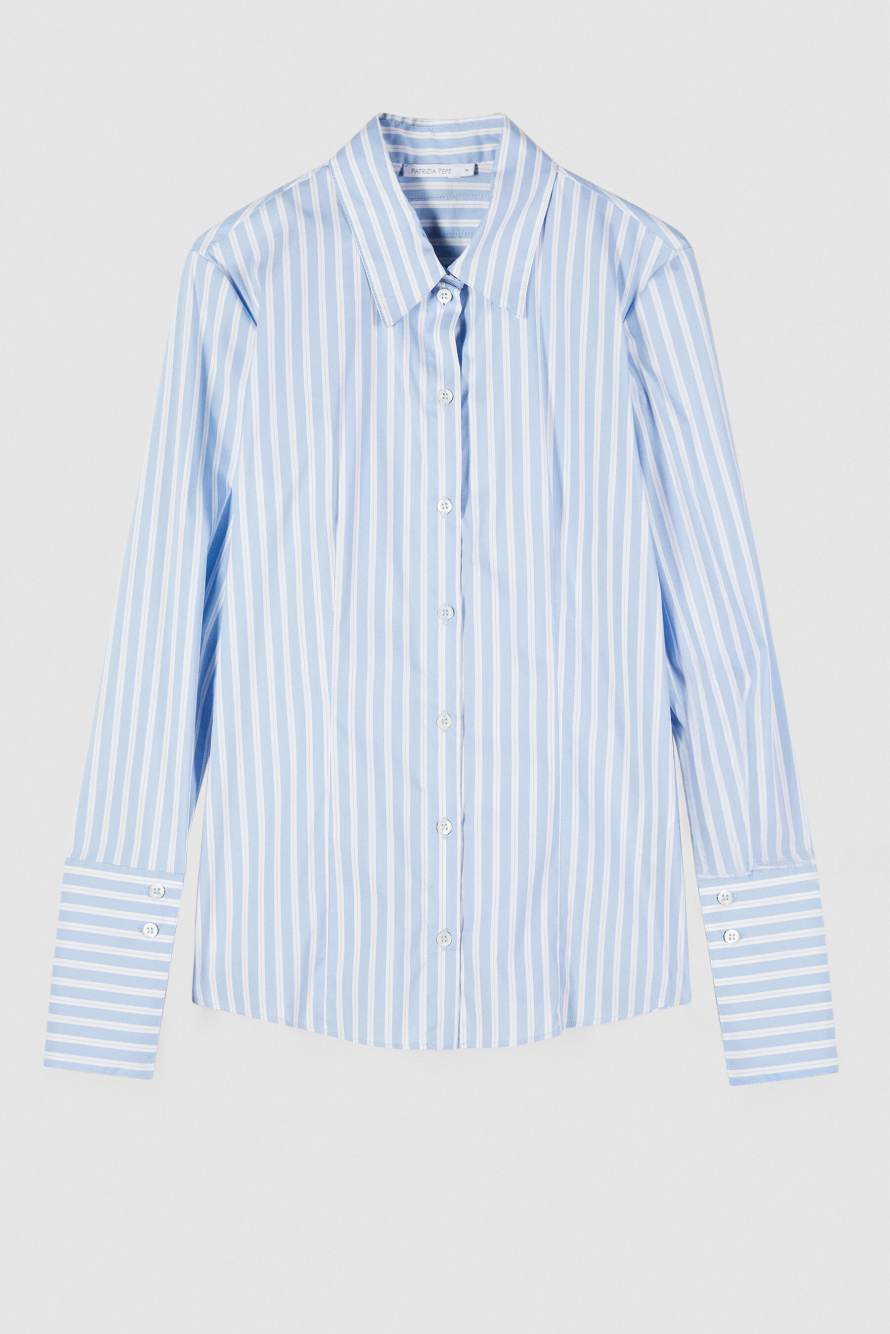 Chemise slim en popeline ray&eacute;e, Rayures, Patrizia Pepe