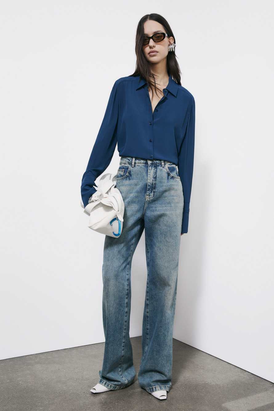 Soft viscose shirt, Blue, Patrizia Pepe