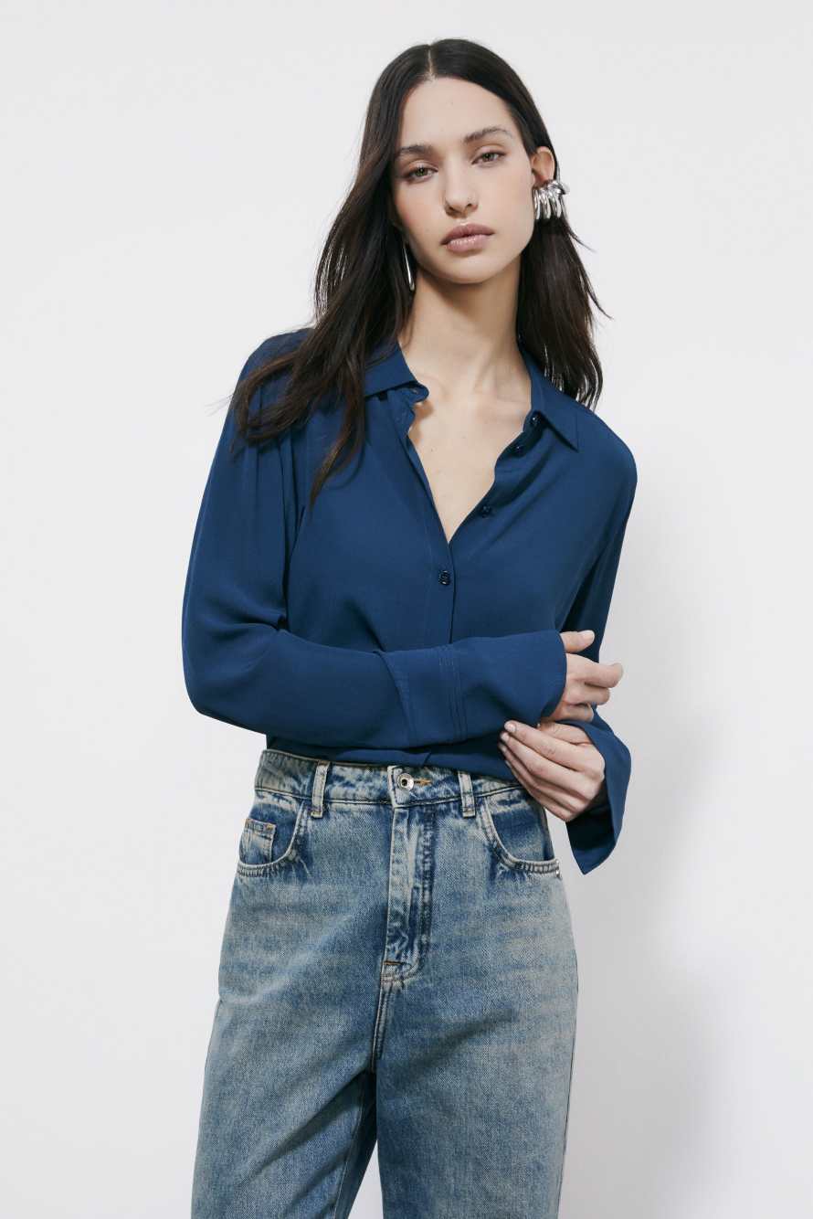 Soft viscose shirt, Blue, Patrizia Pepe