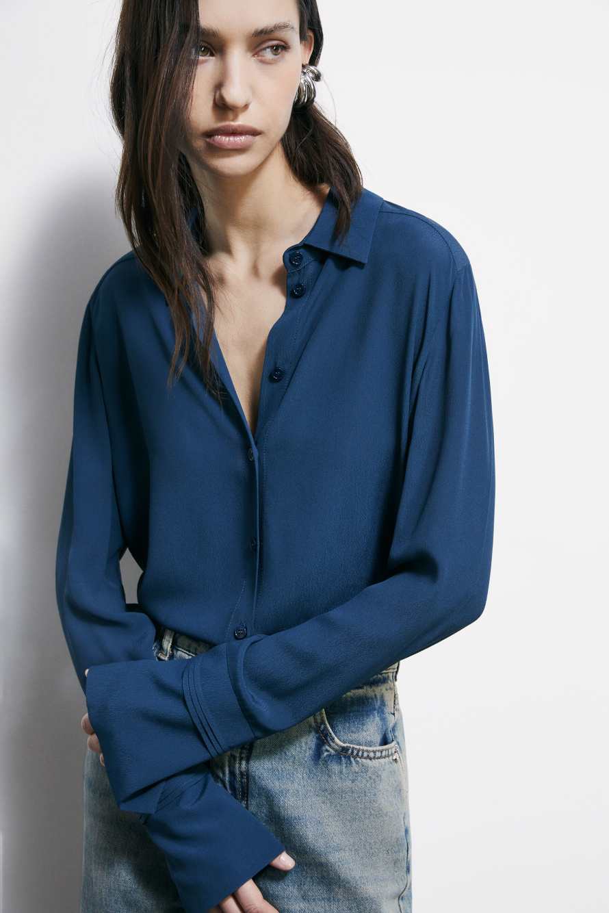 Soft viscose shirt, Blue, Patrizia Pepe