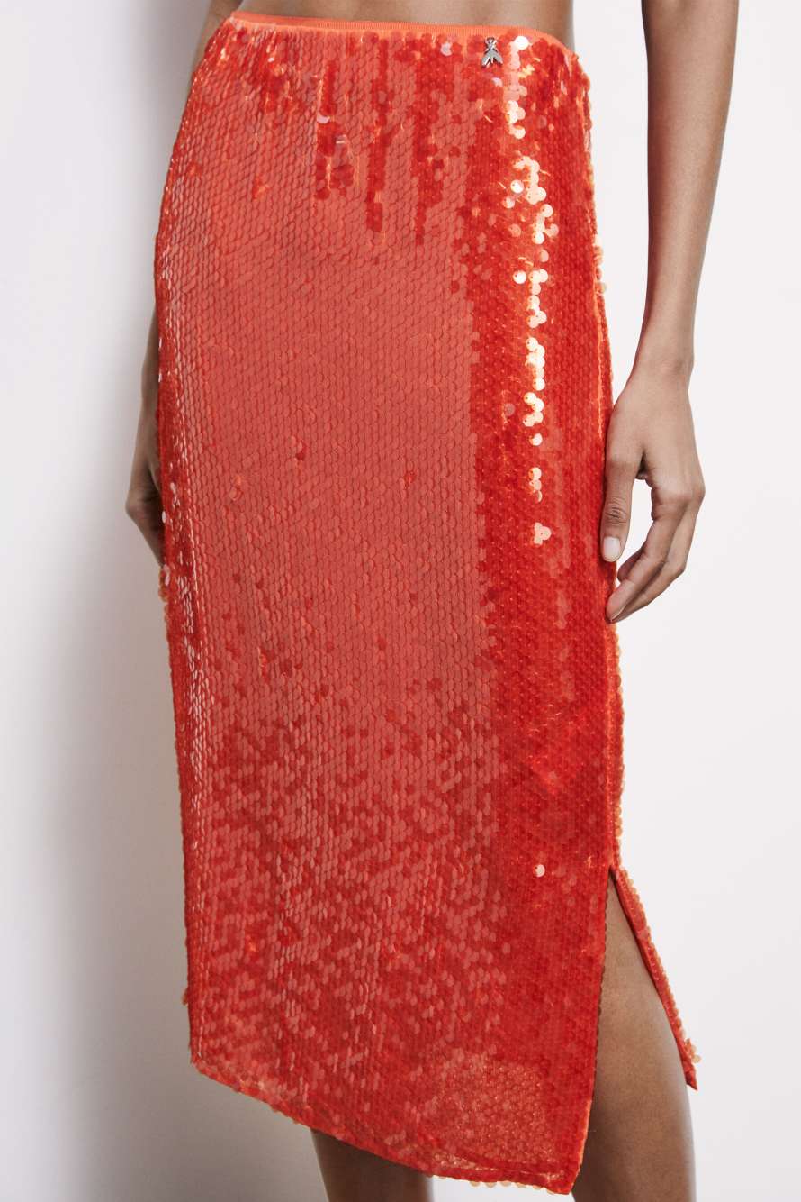 Sequin midi skirt, Red, Patrizia Pepe