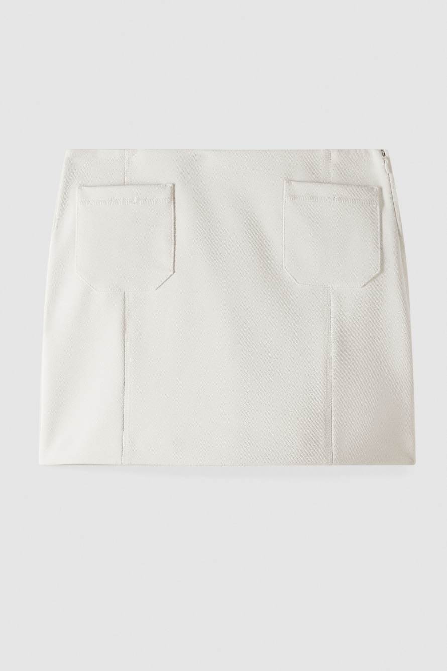 Tailored twill miniskirt, White, Patrizia Pepe