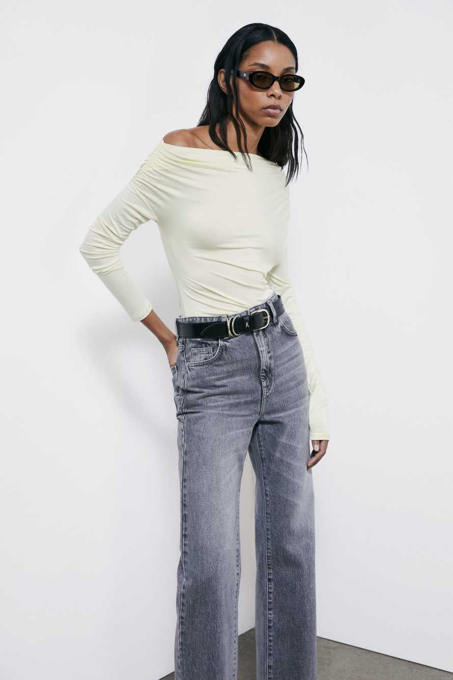 Draped one-shoulder T-shirt, Yellow, Patrizia Pepe