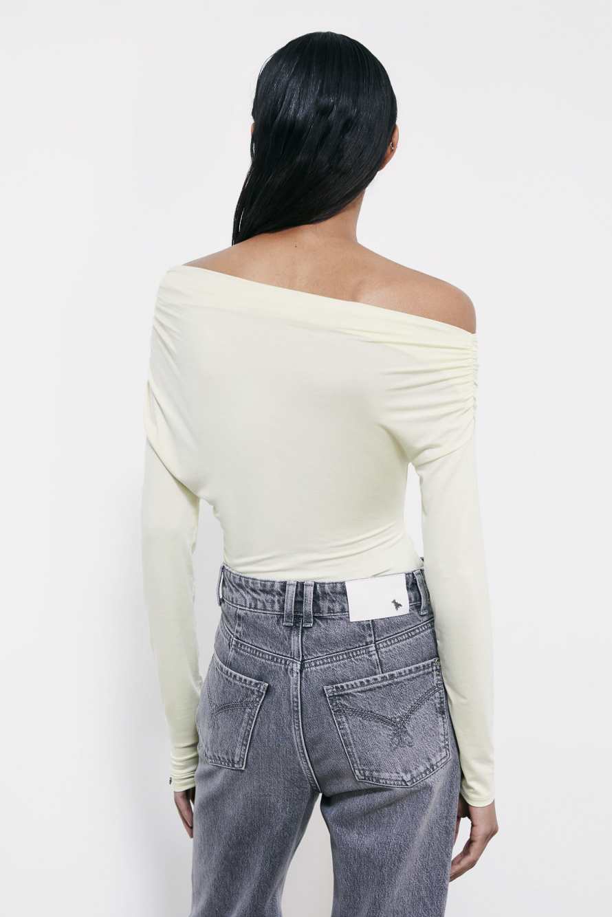 Draped one-shoulder T-shirt, Yellow, Patrizia Pepe