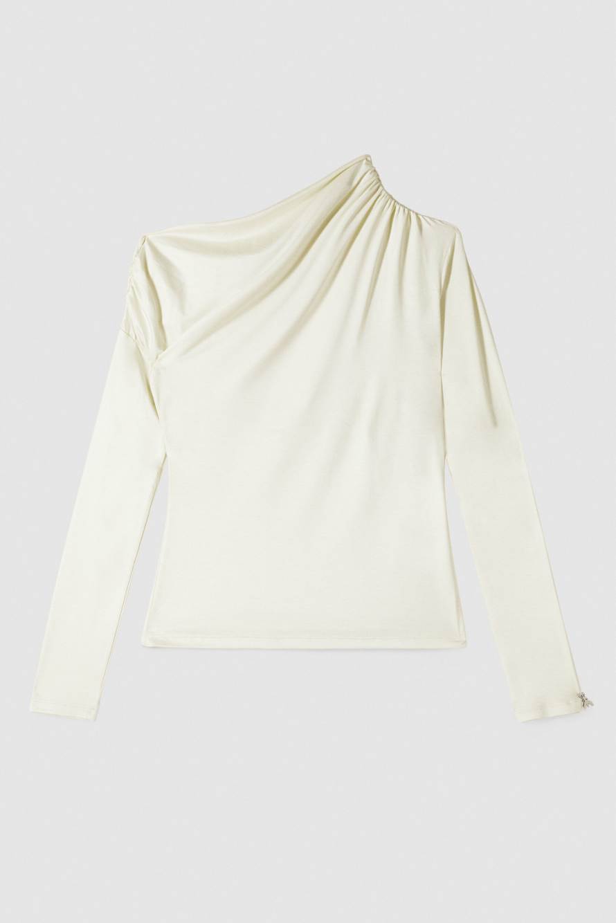 Draped one-shoulder T-shirt, Yellow, Patrizia Pepe