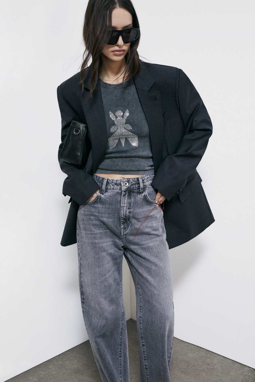 D&eacute;bardeur Fly orn&eacute; de strass, Gris, Patrizia Pepe