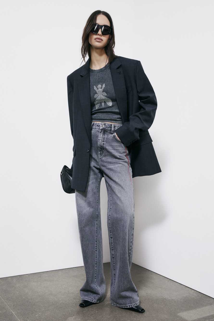 D&eacute;bardeur Fly orn&eacute; de strass, Gris, Patrizia Pepe