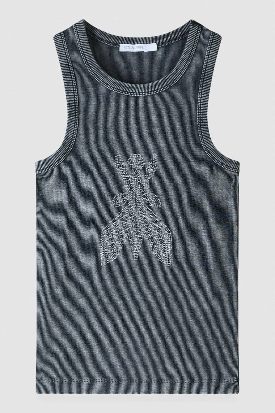 D&eacute;bardeur Fly orn&eacute; de strass, Gris, Patrizia Pepe