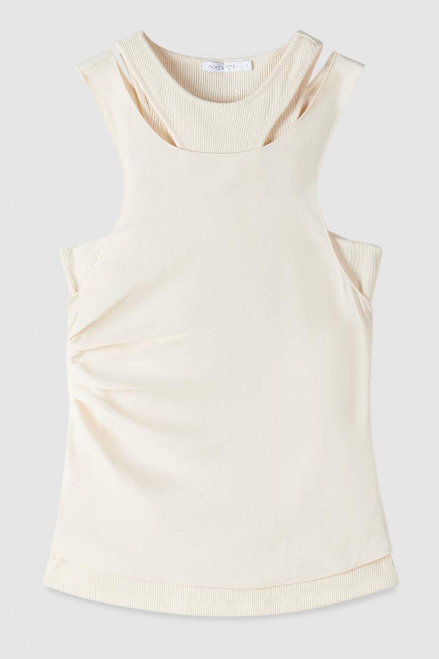 Двухслойный топ из джерси, Белый, Patrizia Pepe