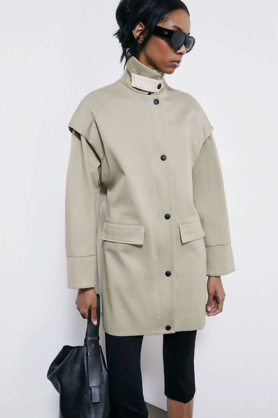 Структурированная парка из хлопка, Бежевый, Patrizia Pepe