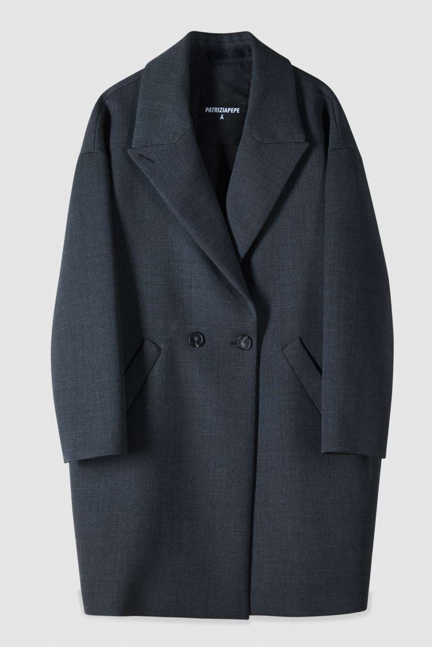 Double-breasted overcoat, Grey, Patrizia Pepe